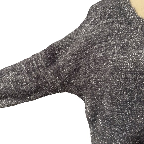Anthropologie Gray & Silver Metallic Oversized Sweater Size M - Picture 3 of 5